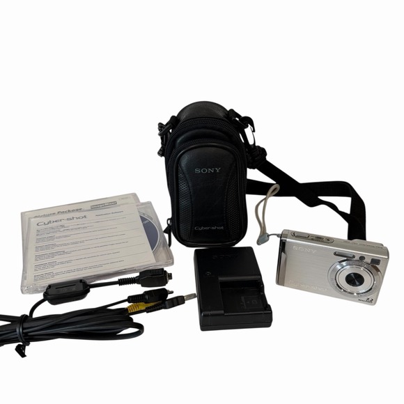 Sony Cyber-Shot DSC-W80 7.2MP Digital Camera Case Charger Battery SD Card Works
